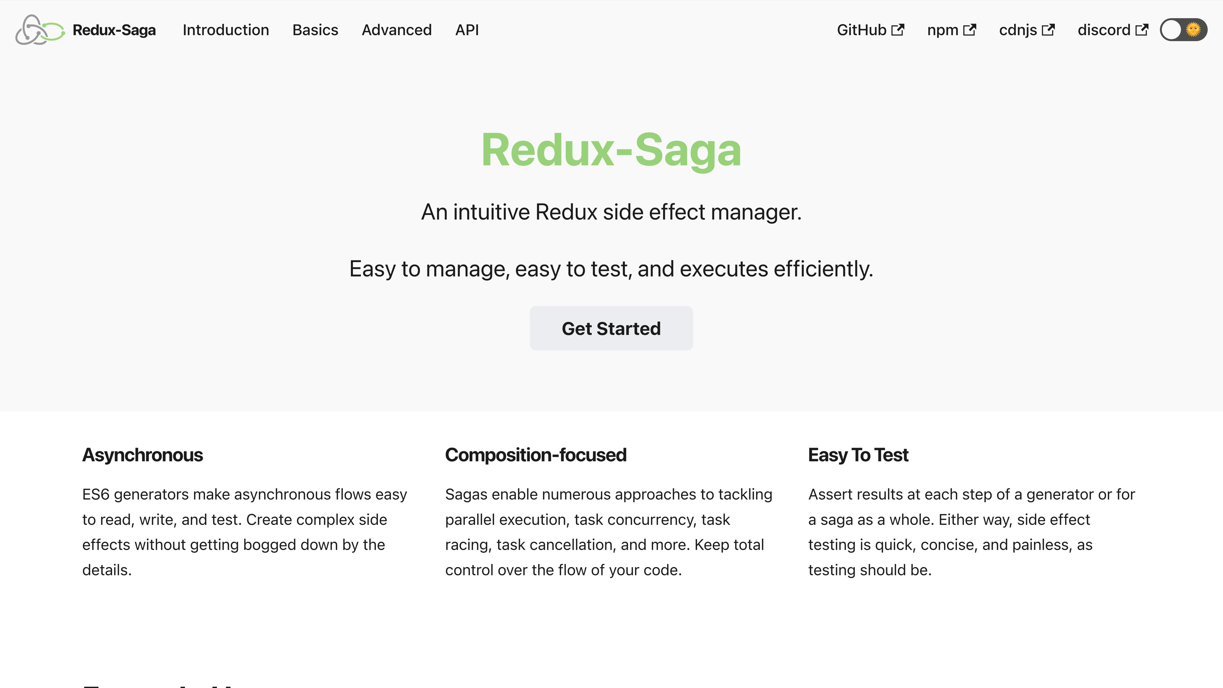 redux-saga website