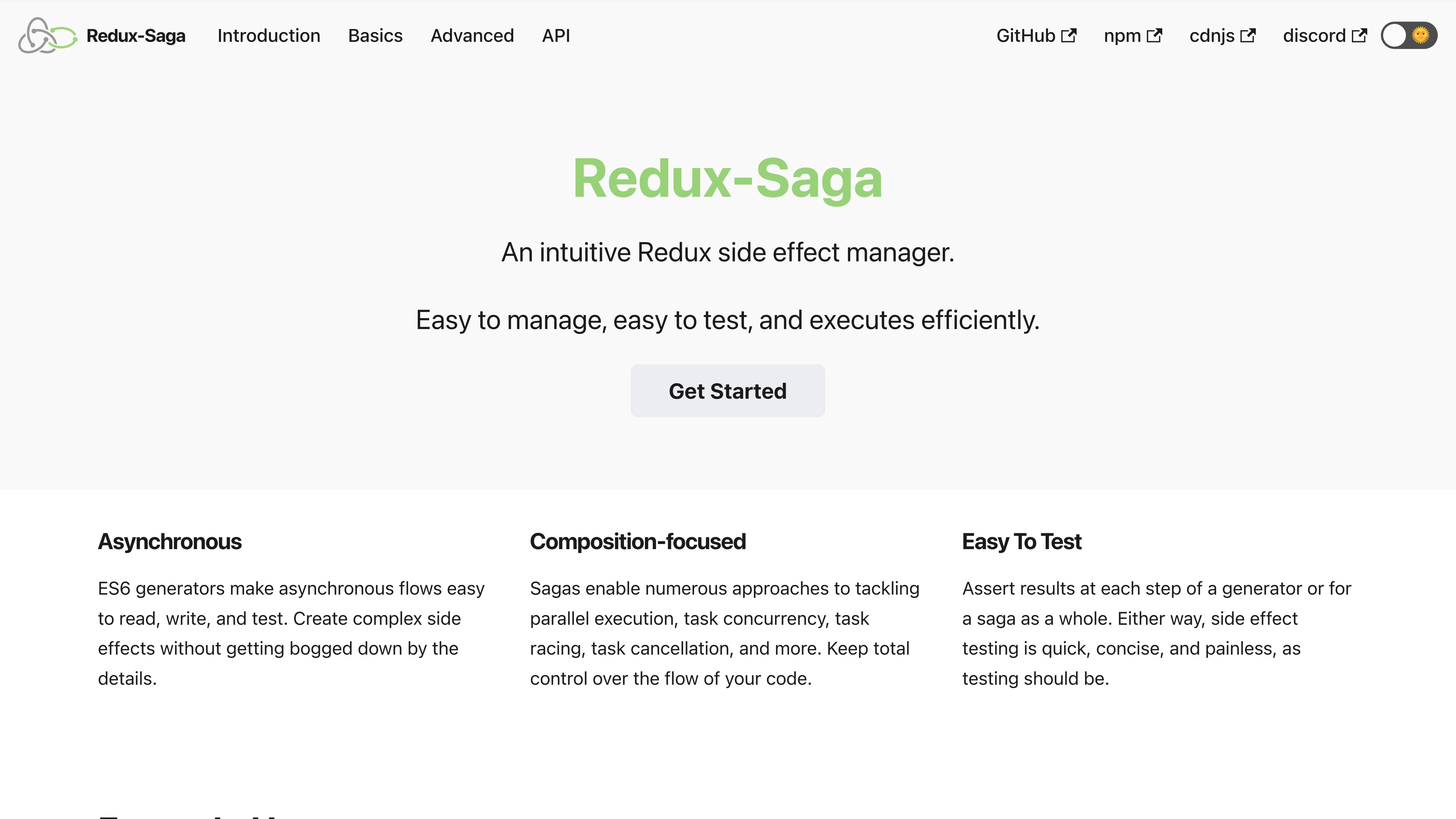 redux-saga website