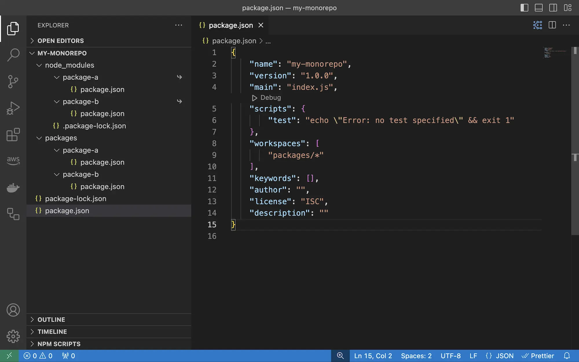 npm workspaces example