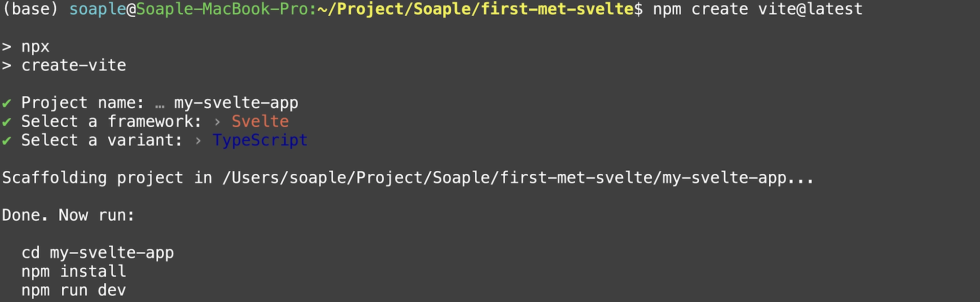 Create svelte app