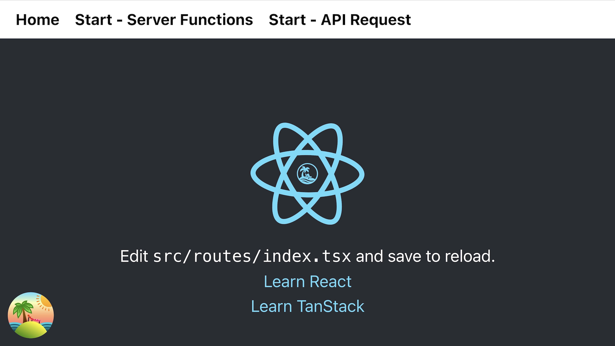 TanStack Start 앱 실행화면