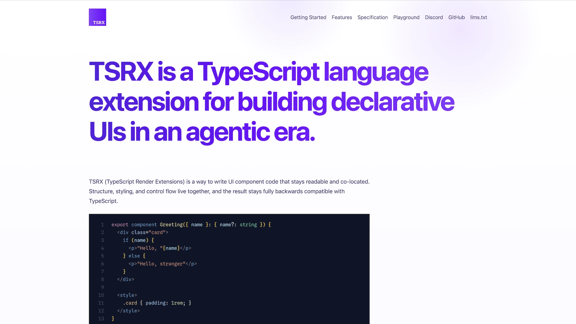 TSRX - 에이전틱 시대의 선언적 UI 작성을 위한 TypeScript 언어 확장